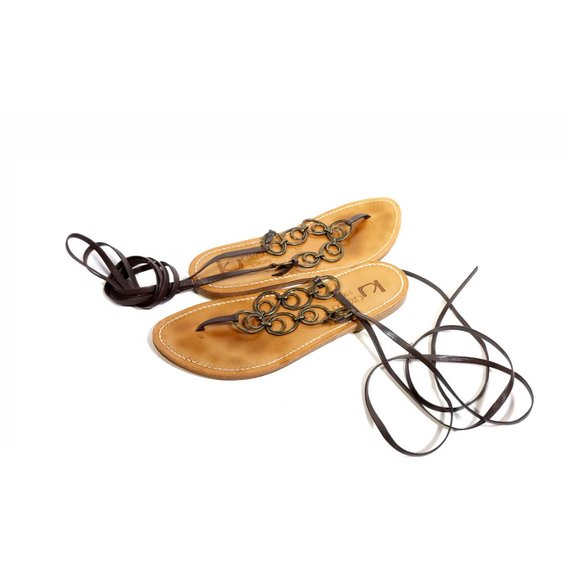 K. Jacques Sandals Chain Ankle Wrap Sandals - Picture 3 of 10